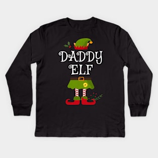 Daddy Elf Shirt , Family Matching Group Christmas Shirt, Matching T Shirt for Family, Family Reunion Shirts Kids Long Sleeve T-Shirt